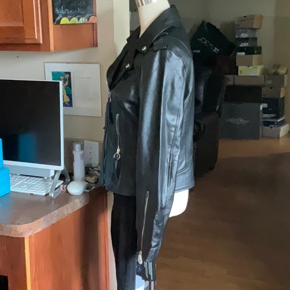 Sam Edelman Black Lamb Leather Moto Jacket Size M, NWT - Picture 6 of 16